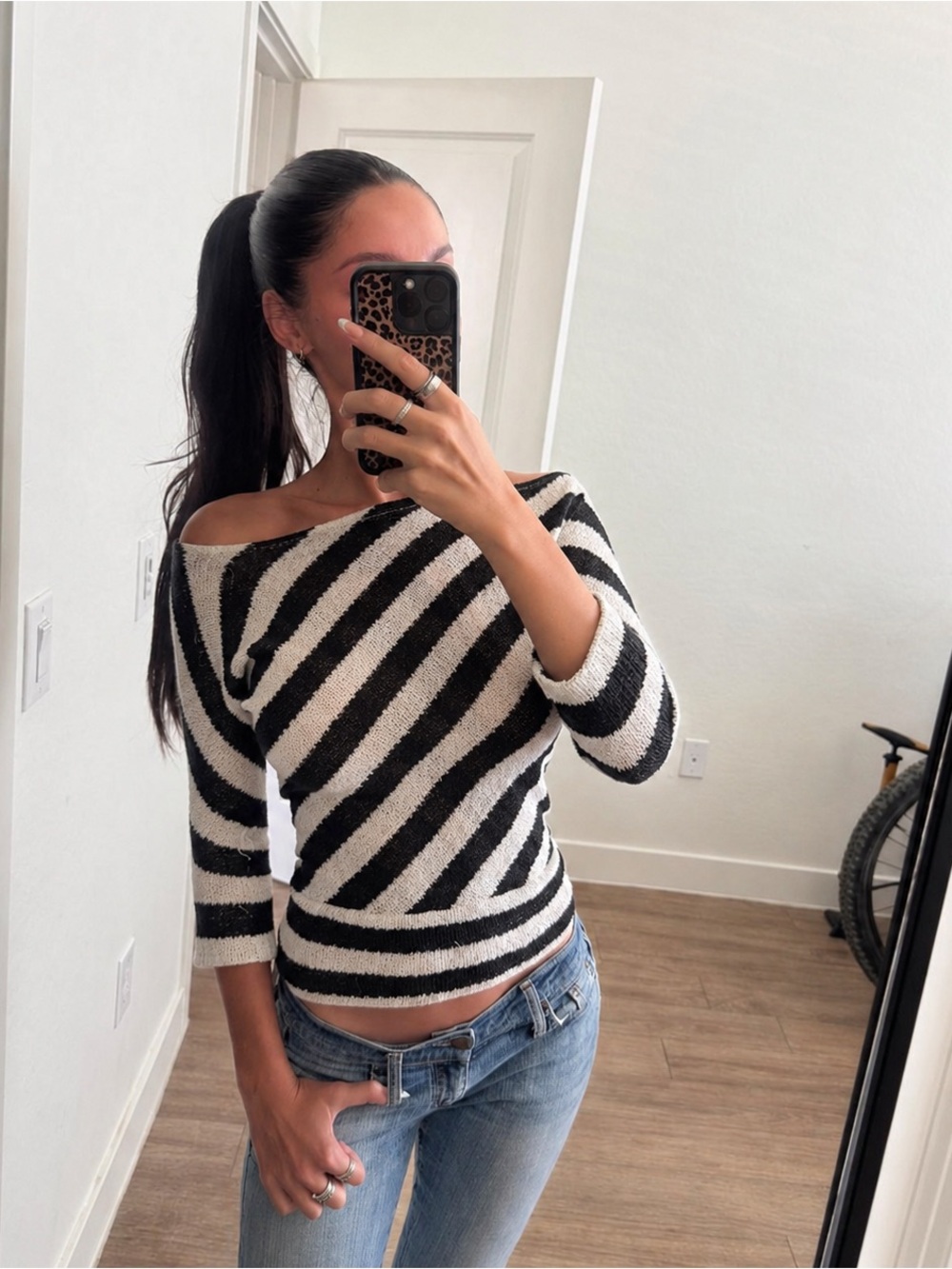 Charlotte Russe Vintage Off The Shoulder Dolman Quarter Sleeve Top